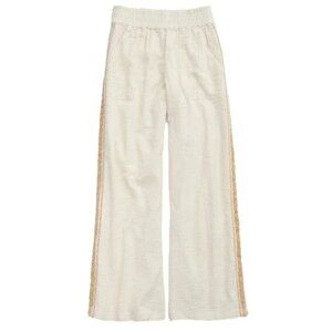 Aerie Summer Reset Cotton Gauze Trouser L Natural Boho Beach Pant Crochet Boho